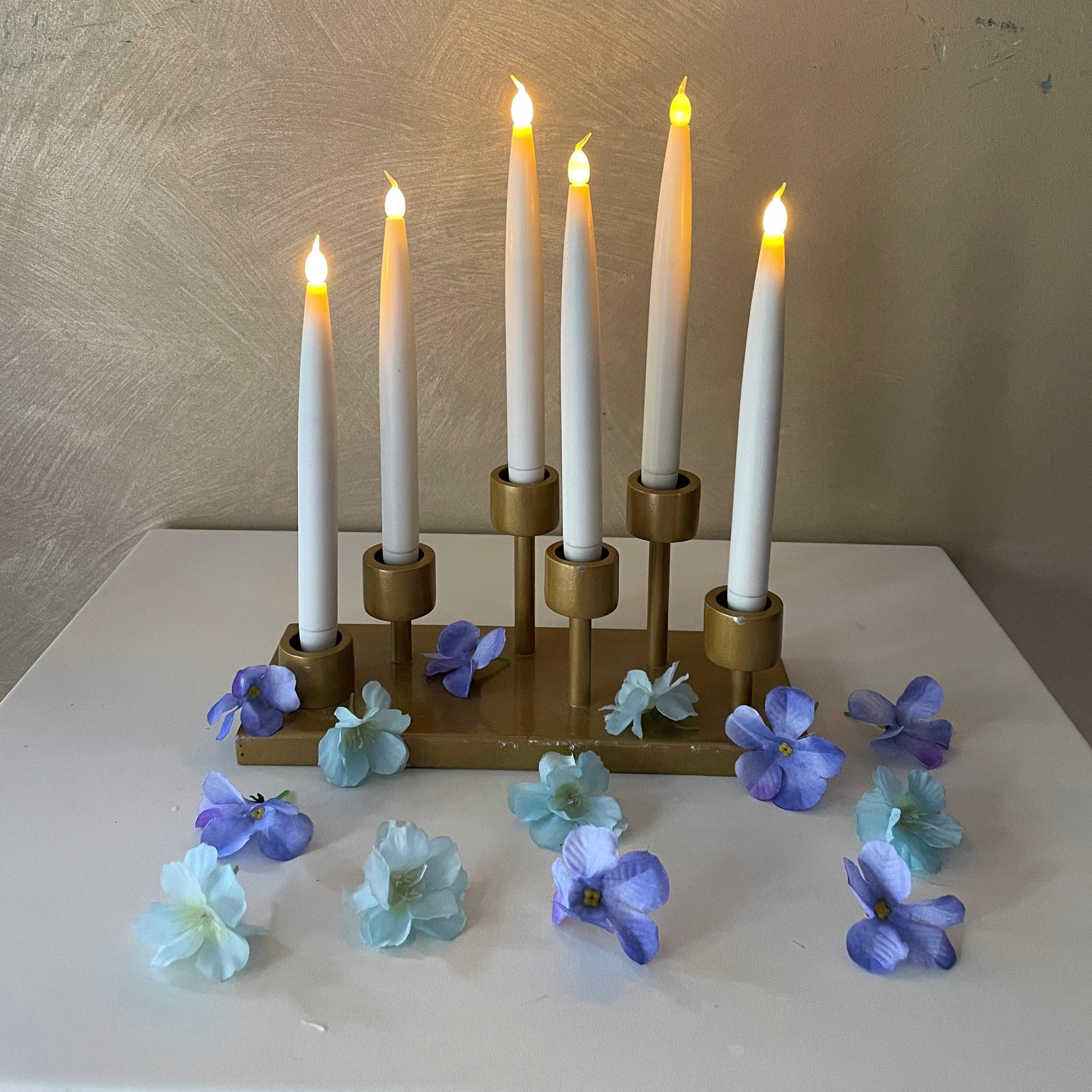 LED Dinner Taper Candles (Set of 10) - Floral Art by Nandini (A unit of R S creations and designs)