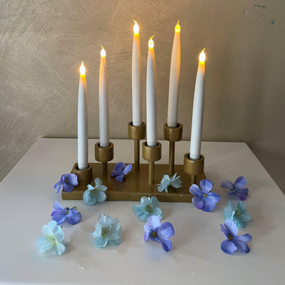LED Dinner Taper Candles (Set of 10) - Floral Art by Nandini (A unit of R S creations and designs)