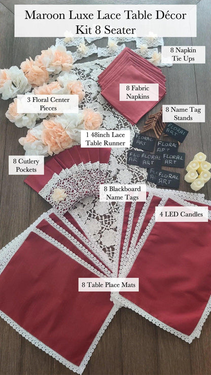 Luxe Lace Table Decor Kit - Floral Art by Nandini (A unit of R S creations and designs)