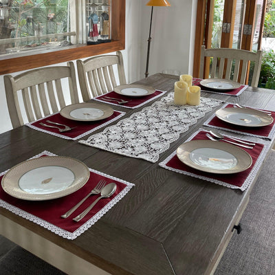 Lace Table Mat & Runner Set - Floral Art by Nandini (A unit of R S creations and designs)