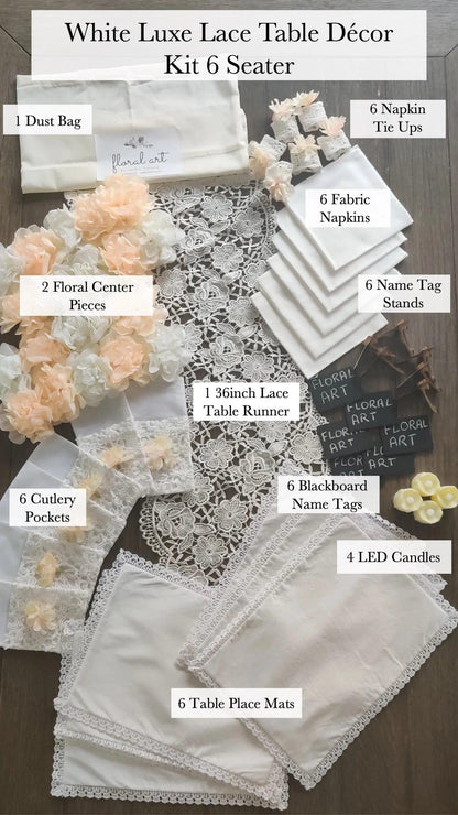 Luxe Lace Table Decor Kit - Floral Art by Nandini (A unit of R S creations and designs)