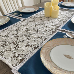 Lace Table Mat & Runner Set - Floral Art by Nandini (A unit of R S creations and designs)