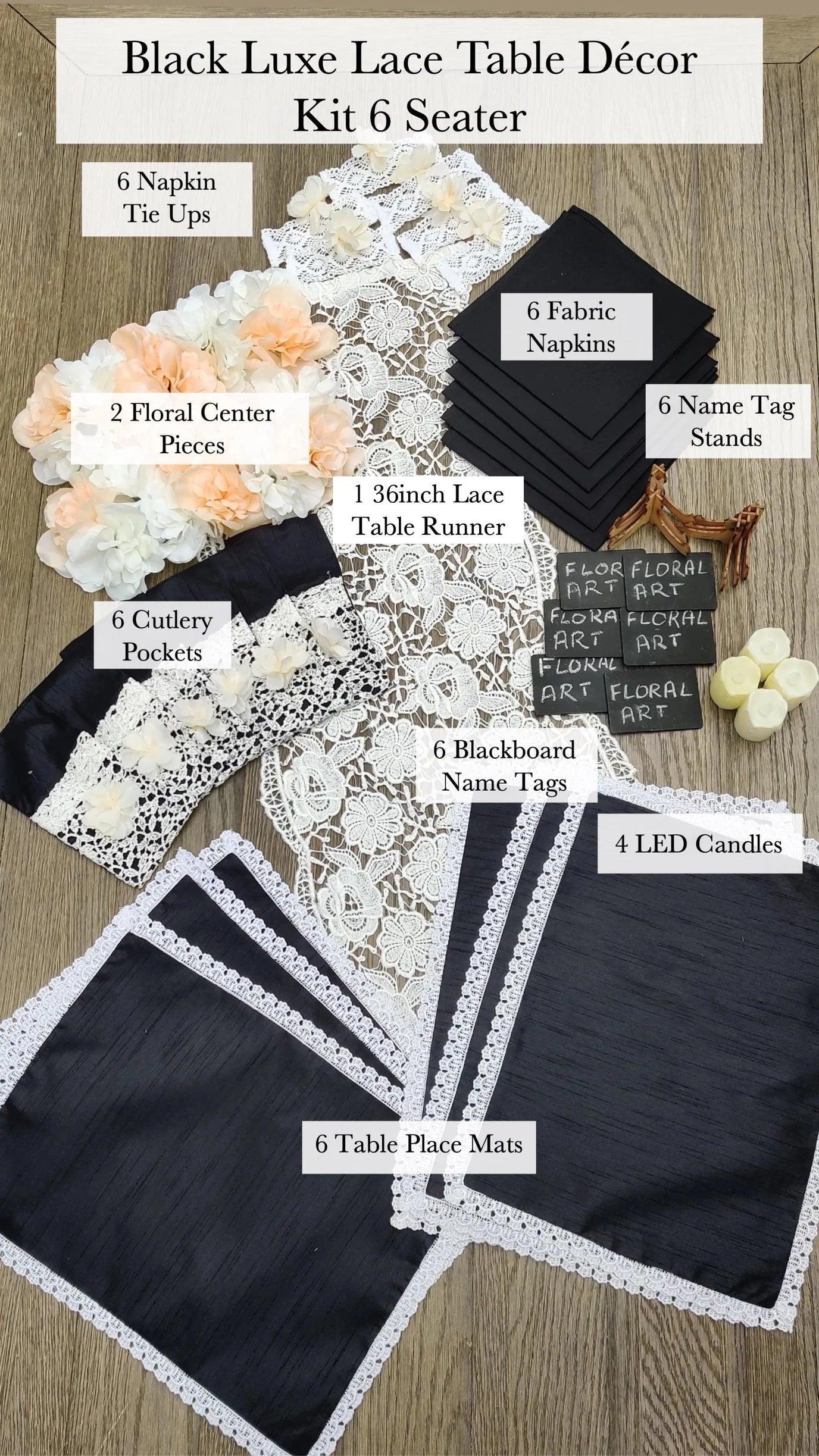 Luxe Lace Table Decor Kit - Floral Art by Nandini (A unit of R S creations and designs)