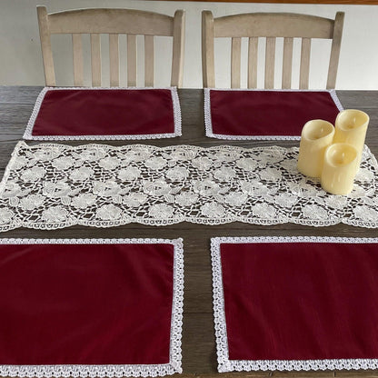 Lace Table Mat & Runner Set - Floral Art by Nandini (A unit of R S creations and designs)