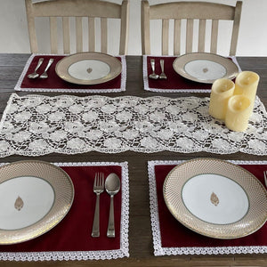 Lace Table Mat & Runner Set - Floral Art by Nandini (A unit of R S creations and designs)