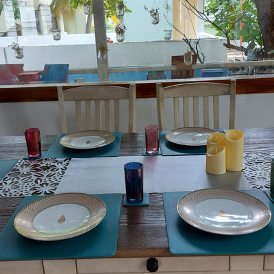 Aster Table Mat, Coaster & Runner Set - Floral Art by Nandini (A unit of R S creations and designs)