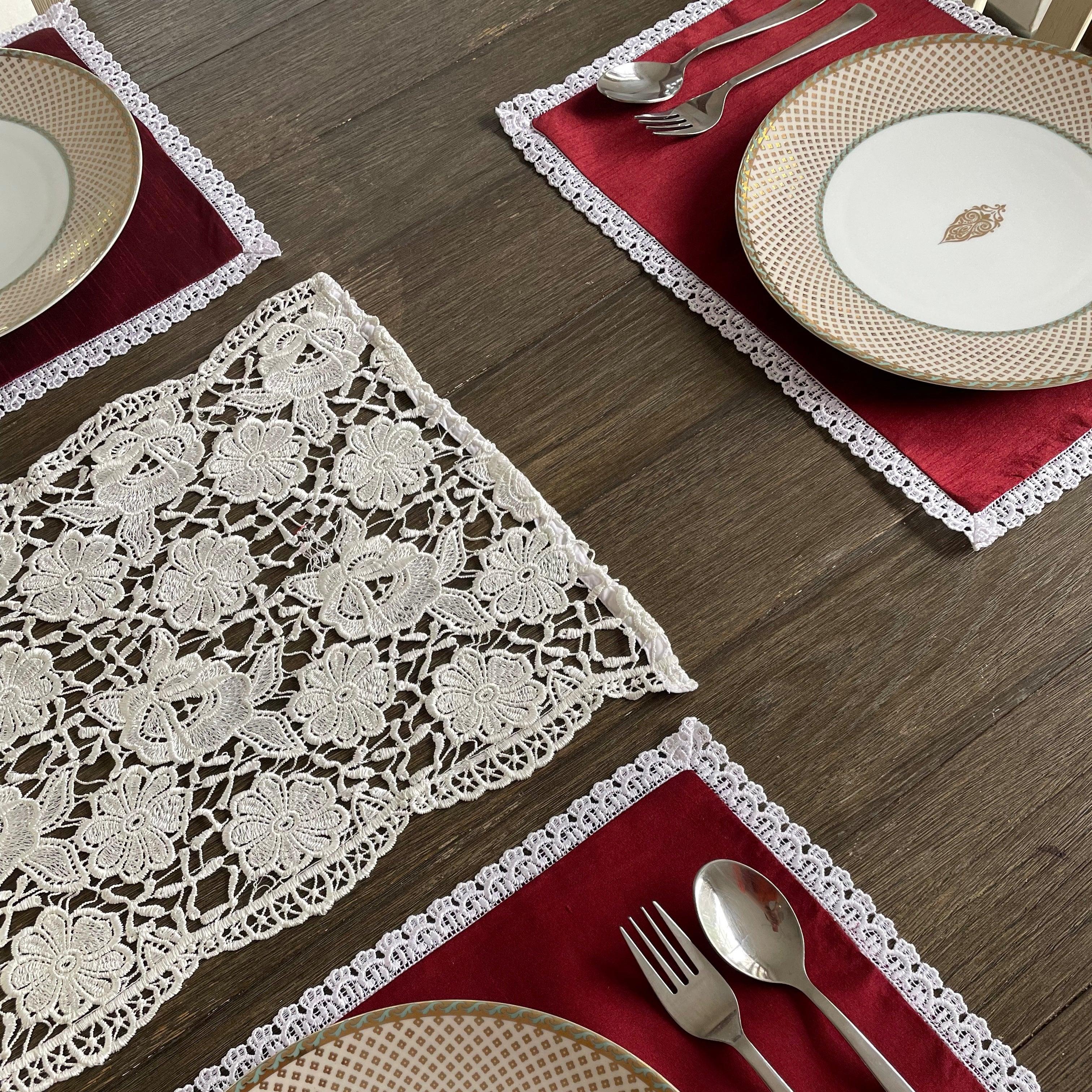 Lace Table Mat & Runner Set - Floral Art by Nandini (A unit of R S creations and designs)