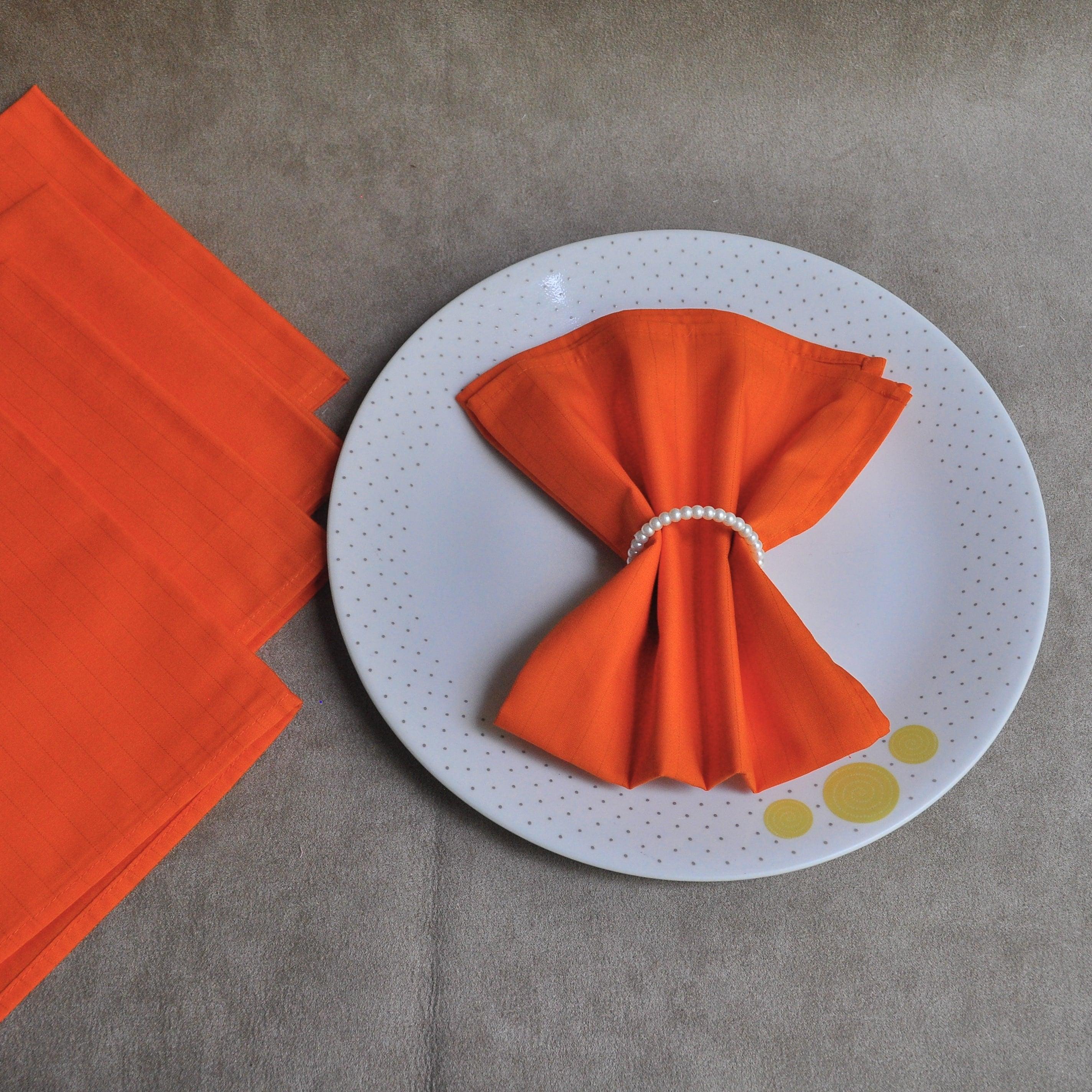 Orange Dinner Napkins - Floral Art by Nandini (A unit of R S creations and designs)