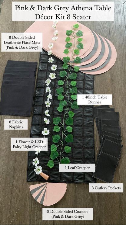 Athena Dining Table Decor Kit (Double Sided Mats & Coasters) - Floral Art by Nandini (A unit of R S creations and designs)