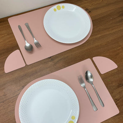 Double Sided Leather Table Mat & Coaster Set - Floral Art by Nandini (A unit of R S creations and designs)