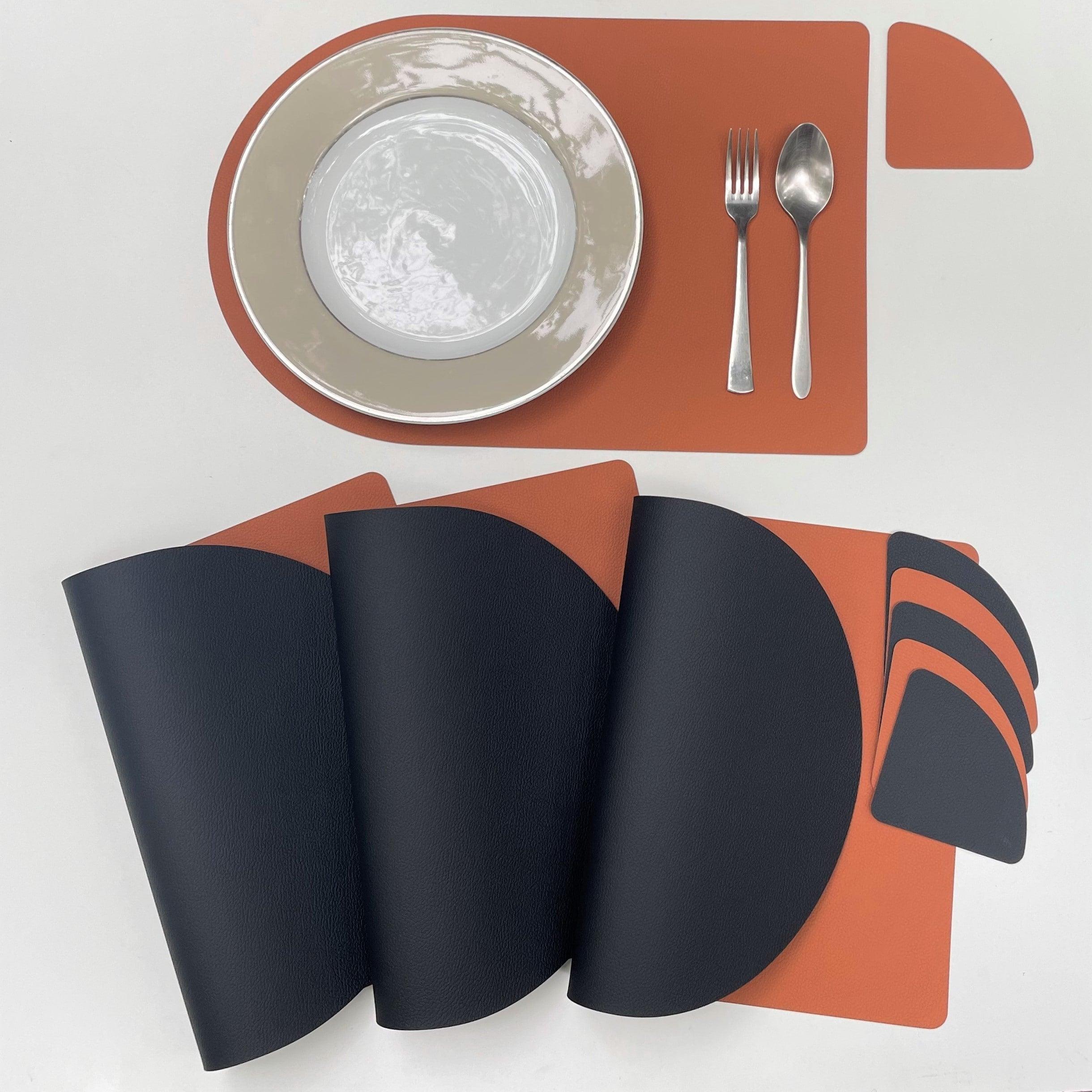 Double Sided Leather Table Mat & Coaster Set - Floral Art by Nandini (A unit of R S creations and designs)